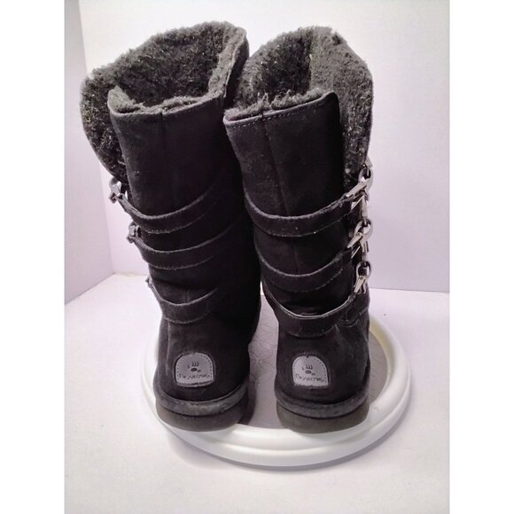 Bearpaw Womens Black Suede Mid-Calf Boots With Side Buckle Accents Size 11 US - Picture 6 of 7